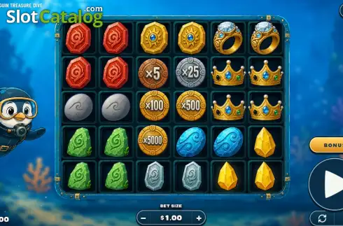 Скрин2. Penguin Treasure Dive слот