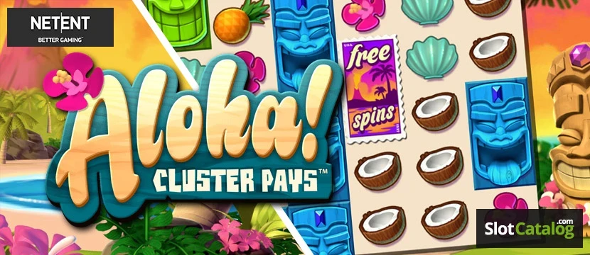 Aloha Cluster Pays Logo and reel screen